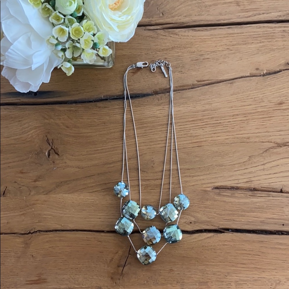 Kenneth Cole silver and iridescent aqua necklace